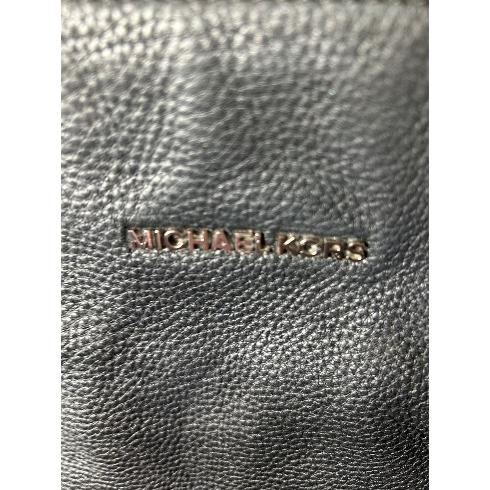 Michael Kors Black Leather Shoulder Bag Hobo Handbag Chain Detail Charm - Picture 5 of 8